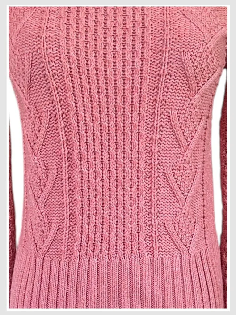 Gap Cable Knit Crewneck Wool Blend Sweater Rosewood Pink XS